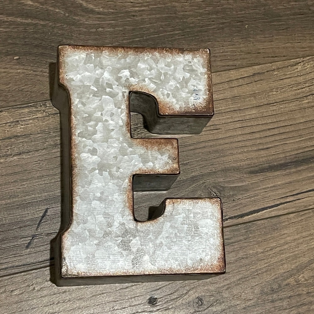 Hobby Lobby Galvanized Metal Letter E Rustic Industrial Wall Decor 7" Distressed